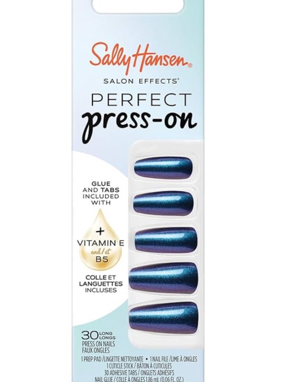 Sally Hansen Perfect Press-On Long Blue Metallic Press-On Nails